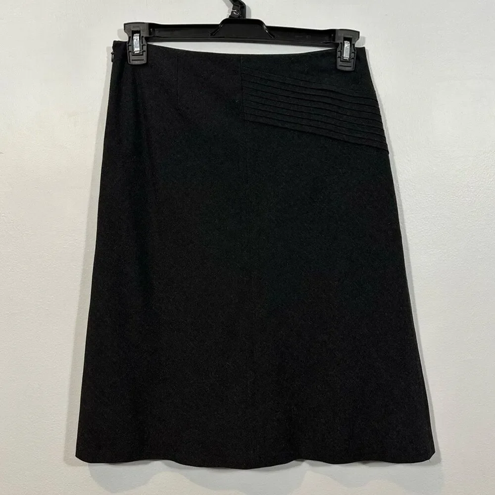 Anthropologie Charcoal Gray Asymmetrical Pleated Midi Skirt Women’s Size 6